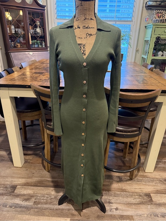 Anthropologie Dresses & Skirts - Julia Jordan Olive Green Collared Ribbed Maxi Sweater Dress - NWOT